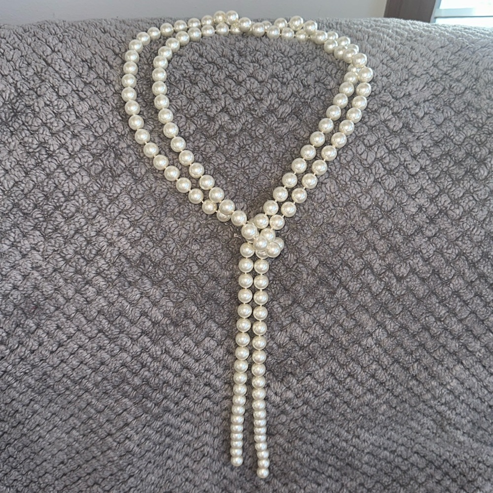 “Broken” Chico's Classy long Pearl Necklace 68"